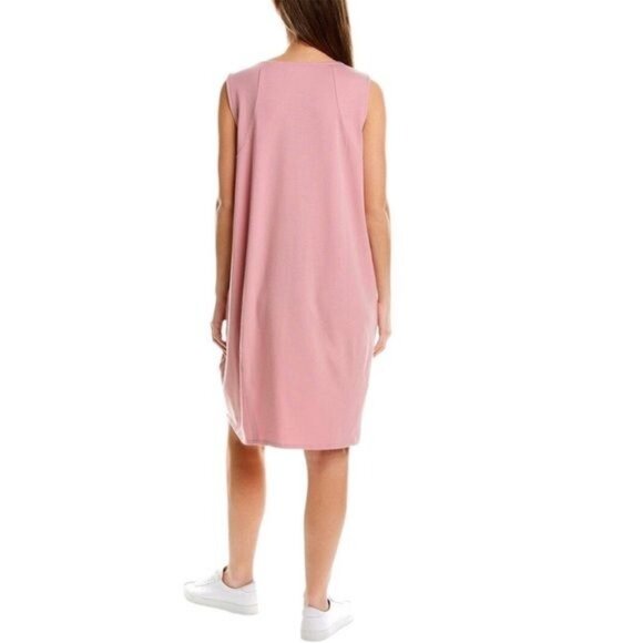 EILEEN FISHER Lantern Organic Cotton Sleeveless Shift Dress In Pink Size XXS - Picture 4 of 12